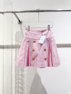 🚩steal Balmain Pink Double-Breasted Pleated Skirt